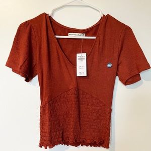 A&F Smocked Flutter Sleeve Top